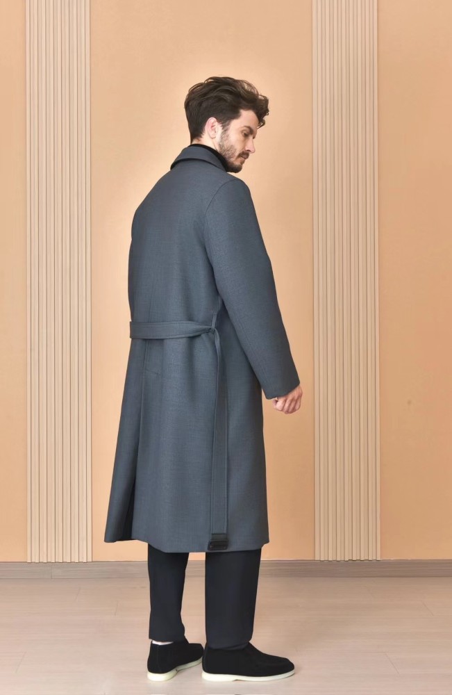 NIGO Loro Piana Men's Reversible Double-Faced Coat with Belt, Single-Button Lapel, Long Fit Jacket Ngvp #nigo2336