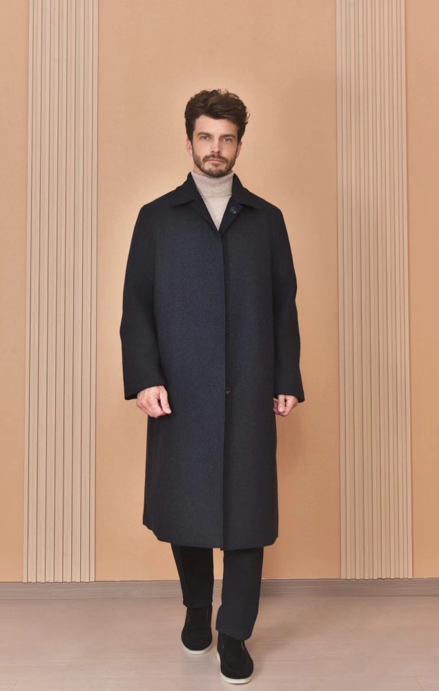 NIGO Loro Piana Men's Reversible Double-Faced Coat with Belt, Single-Button Lapel, Long Fit Jacket Ngvp #nigo2336