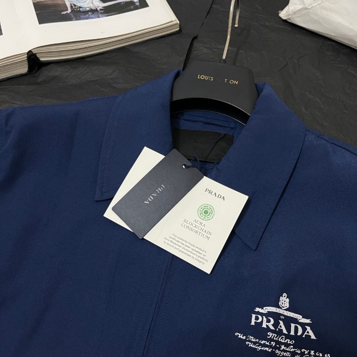 NIGO Prada Men's Spring/Fall Casual Fashion Solid Color Logo Collar Zipper Cotton Blend Long Sleeve Short Jacket #nigo78559