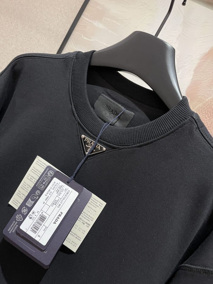 NIGO Prada Women's Spring/fall Fashion Casual Solid Color Crew Neck Pullover Sweatshirt With Triangle Logo Long Sleeve Sweatshirt #nigo78538