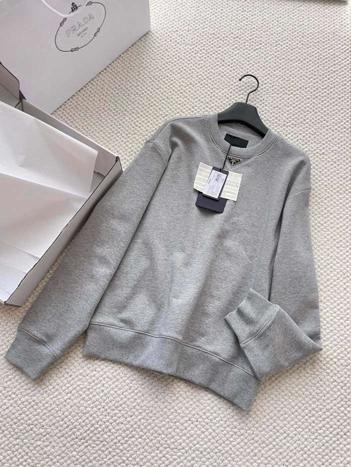NIGO Prada Women's Spring/fall Fashion Casual Solid Color Crew Neck Pullover Sweatshirt With Triangle Logo Long Sleeve Sweatshirt #nigo78538
