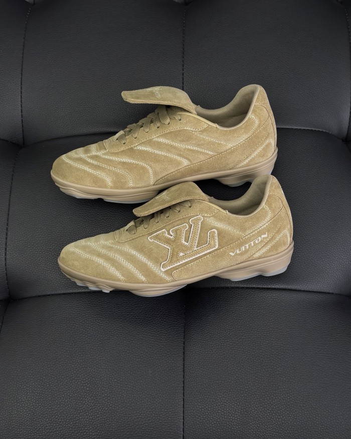 NIGO Louis Vuitton LV Footprint Soccer Men's And Women's Solid Color Suede Leather Round Toe Lace-up Low-top Sneakers Shoes #nigo77695