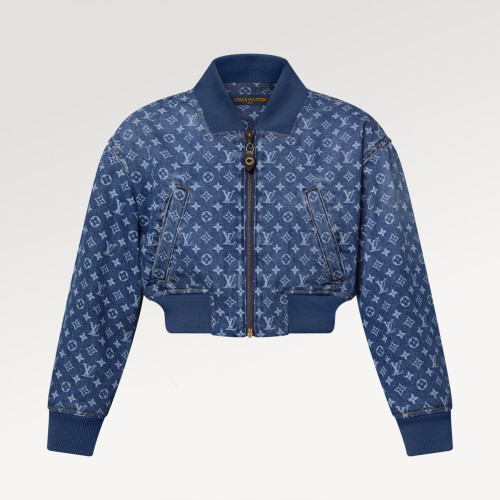 NIGO Louis Vuitton Monogram Denim Short Aviator Jacket Women's Luxury Fashion Elegant Short Zipper Denim Jacket #nigo81449