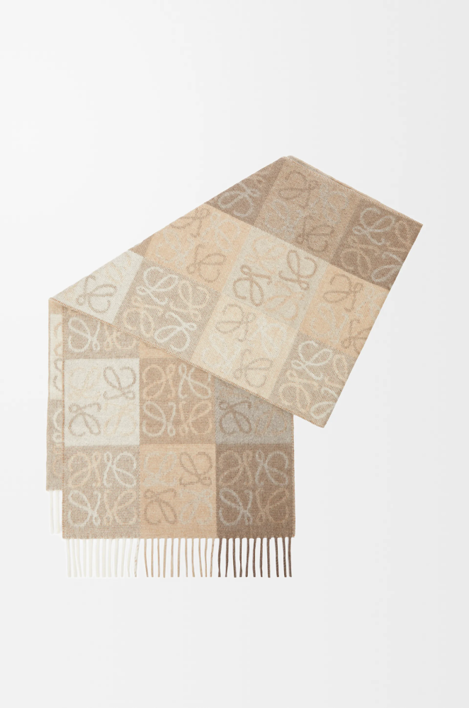 NIGO Loewe Men's And Women's Wool And Cashmere Checkered Scarves Fall/Winter Logo Color-Blocked Accessory Scarf Scarf Accessories #nigo81535