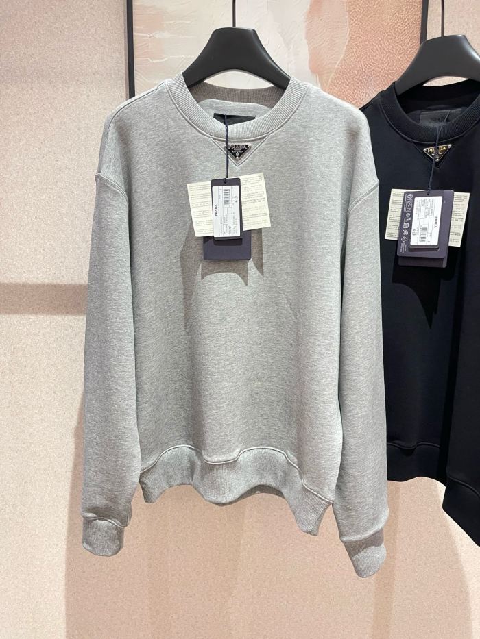 NIGO Prada Women's Spring/fall Fashion Casual Solid Color Crew Neck Pullover Sweatshirt With Triangle Logo Long Sleeve Sweatshirt #nigo78538