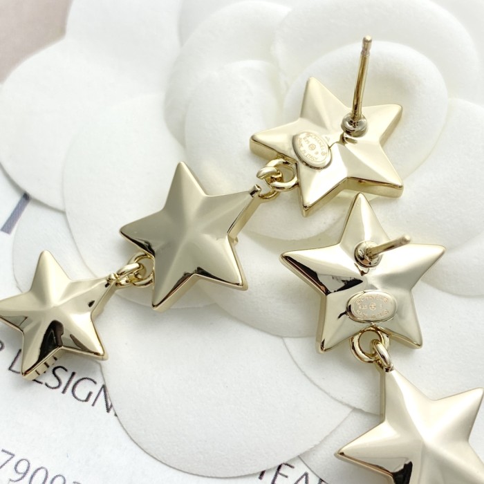 NIGO Chanel Women's Fashion Classic Fringe Rhinestone Star Letter Stud Earrings Jewelry Accessories #nigo78552