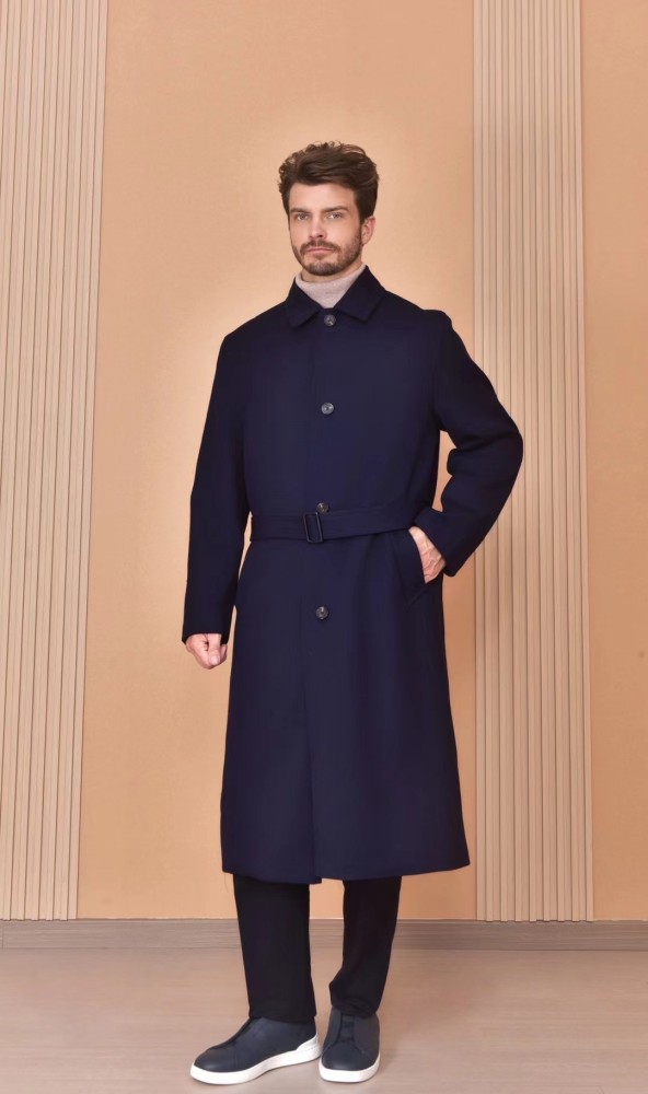 NIGO Loro Piana Men's Reversible Double-Faced Coat with Belt, Single-Button Lapel, Long Fit Jacket Ngvp #nigo2336