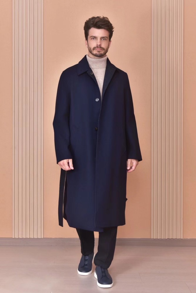 NIGO Loro Piana Men's Reversible Double-Faced Coat with Belt, Single-Button Lapel, Long Fit Jacket Ngvp #nigo2336