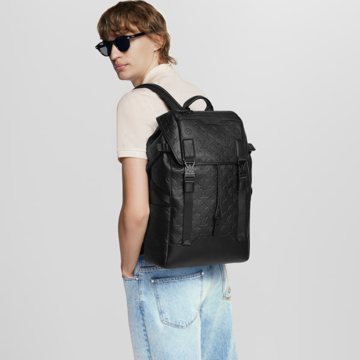 NIGO Louis Vuitton Men's Getaway Backpack With Full-Print Logo, Zipper Closure, Monogram Shadow Calfskin Leather, Black Casual Bag Bags M24776 #nigo81537
