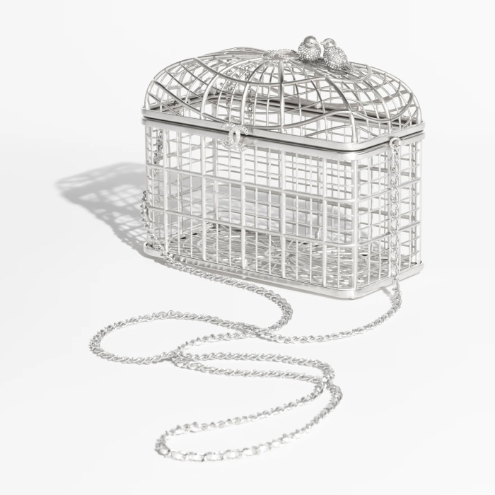 NIGO Chanel Women's Fashion Classic Metal and Rhinestone Birdcage-Shaped Rigid Evening Clutch Bag Bags #nigo78572