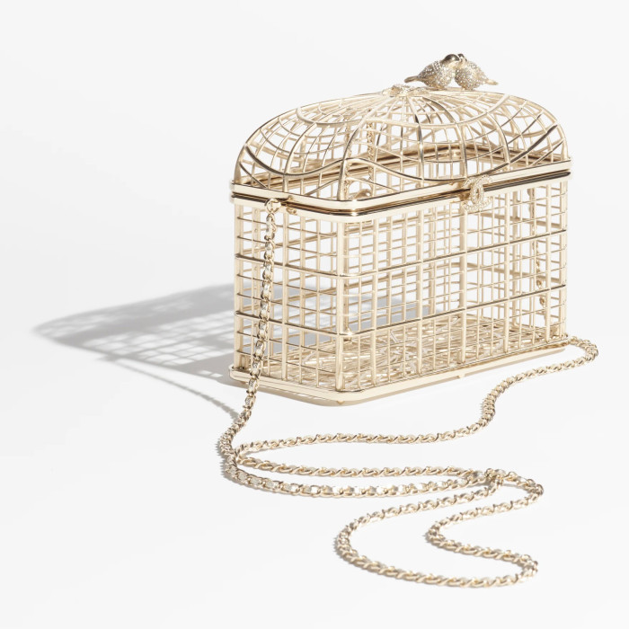 NIGO Chanel Women's Fashion Classic Metal and Rhinestone Birdcage-Shaped Rigid Evening Clutch Bag Bags #nigo78572