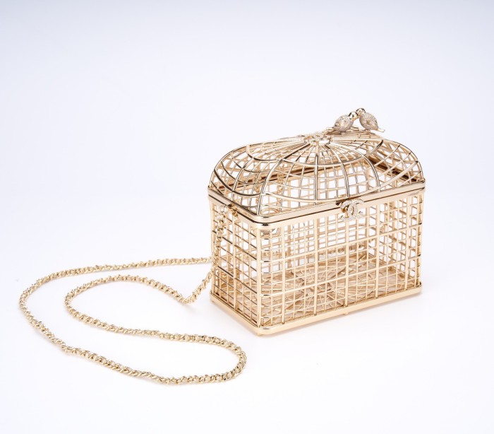 NIGO Chanel Women's Fashion Classic Metal and Rhinestone Birdcage-Shaped Rigid Evening Clutch Bag Bags #nigo78572
