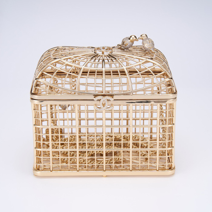 NIGO Chanel Women's Fashion Classic Metal and Rhinestone Birdcage-Shaped Rigid Evening Clutch Bag Bags #nigo78572