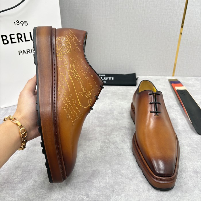NIGO Berluti Men's Spring/Fall Classic Elegant Leather-Sourced Elastic Formal Midsole Dress Shoes #nigo78574