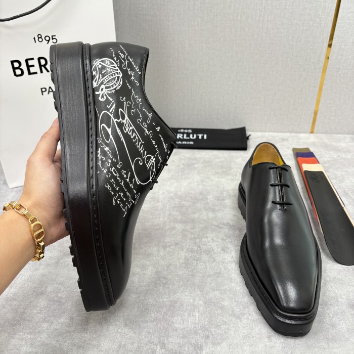 NIGO Berluti Men's Spring/Fall Classic Elegant Leather-Sourced Elastic Formal Midsole Dress Shoes #nigo78574