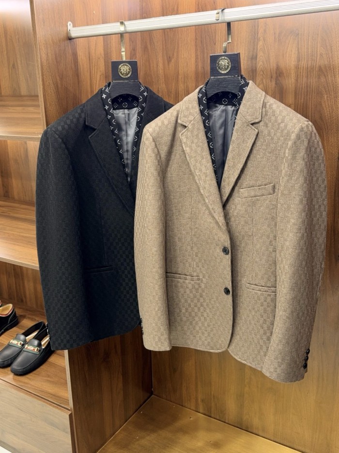 NIGO Louis Vuitton Men's Spring/Fall Fashion Classic V Neck Knit Plaid Fabric Single Breasted Suit Jacket #nigo78575