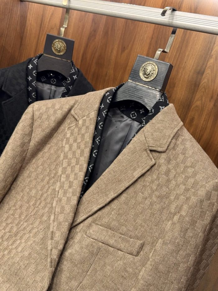 NIGO Louis Vuitton Men's Spring/Fall Fashion Classic V Neck Knit Plaid Fabric Single Breasted Suit Jacket #nigo78575