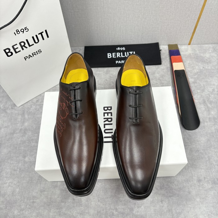 NIGO Berluti Men's Spring/Fall Classic Elegant Leather-Sourced Elastic Formal Midsole Dress Shoes #nigo78574