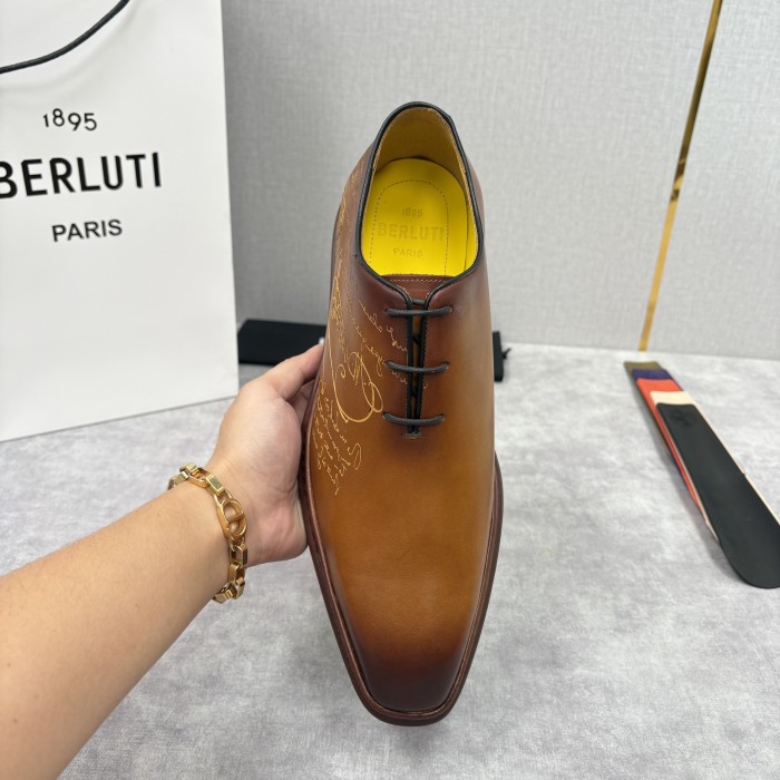 NIGO Berluti Men's Spring/Fall Classic Elegant Leather-Sourced Elastic Formal Midsole Dress Shoes #nigo78574
