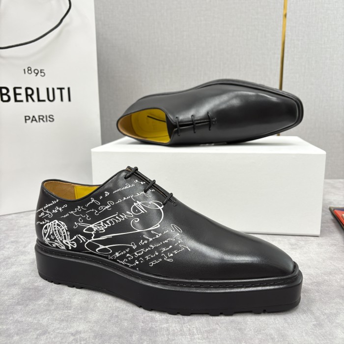 NIGO Berluti Men's Spring/Fall Classic Elegant Leather-Sourced Elastic Formal Midsole Dress Shoes #nigo78574