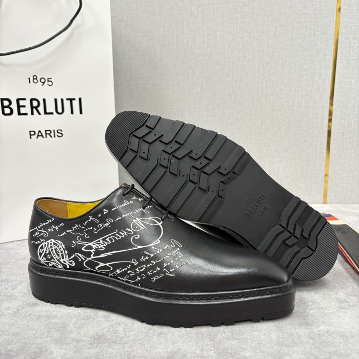 NIGO Berluti Men's Spring/Fall Classic Elegant Leather-Sourced Elastic Formal Midsole Dress Shoes #nigo78574
