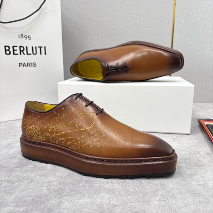 NIGO Berluti Men's Spring/Fall Classic Elegant Leather-Sourced Elastic Formal Midsole Dress Shoes #nigo78574