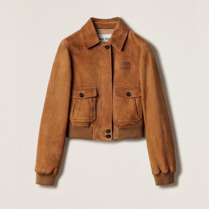 NIGO MiuMiu Women's Autumn And Winter Luxury Suede Leather Short Jacket Fashion Trend Solid Color Short Pilot Jacket #nigo81613