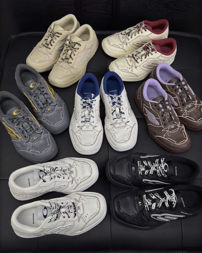 NIGO Balenciaga Hamptons Worn-Out Men's and Women's Solid Color Cowhide Leather and Polyester Low-Top Lace-Up Sneakers Shoes #nigo77981