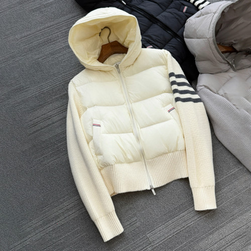 NIGO Thom Browne Women's Winter Fashion Casual Hooded Zipper Long-Sleeve Knit Patchwork Down Jacket #nigo78596
