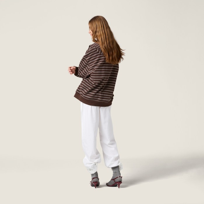 NIGO MiuMiu Women's Spring/Fall Contrast-Striped Cotton-Fleece Zipper Long-Sleeve Slim-Fit Hooded Jacket #nigo81547