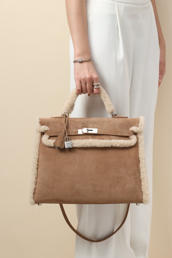NIGO Hermes Kelly Gold Buckle Cowhide KT35 Brown Suede Lamb's Wool Ck37 Golden Brown/3g Chestnut Handbag Crossbody Backpack Bag Bags #nigo81614