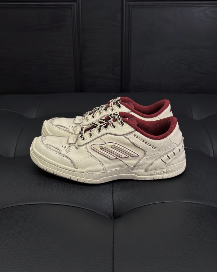 NIGO Balenciaga Hamptons Worn-Out Men's and Women's Solid Color Cowhide Leather and Polyester Low-Top Lace-Up Sneakers Shoes #nigo77981