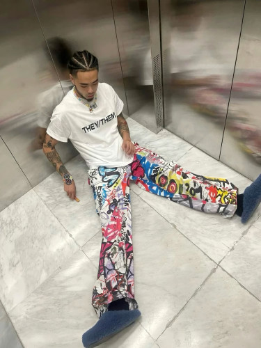 NIGO Vetements Men's Spring And Summer Digital Print Graffiti Wide-leg Pants Beenslackin The Same Opium Yvl Style High Street Trend Casual Pants Ngvp #nigo2445