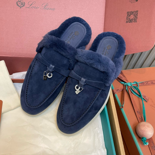 NIGO Loro Piana Women's Winter Fashion Casual Round Toe Slip On Beaver Fur Slippers Leather Rubber Sole Covered Toe Slippers  Shoes #nigo78588