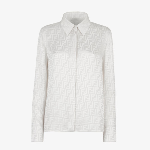 NIGO Fendi Men's Women's  Autumn And Winter New Silk Light Cotton Solid Color Lapel Shirt Ff Jacquard Logo Fashion Loose Casual Long-sleeved Shirt! #nigo81616