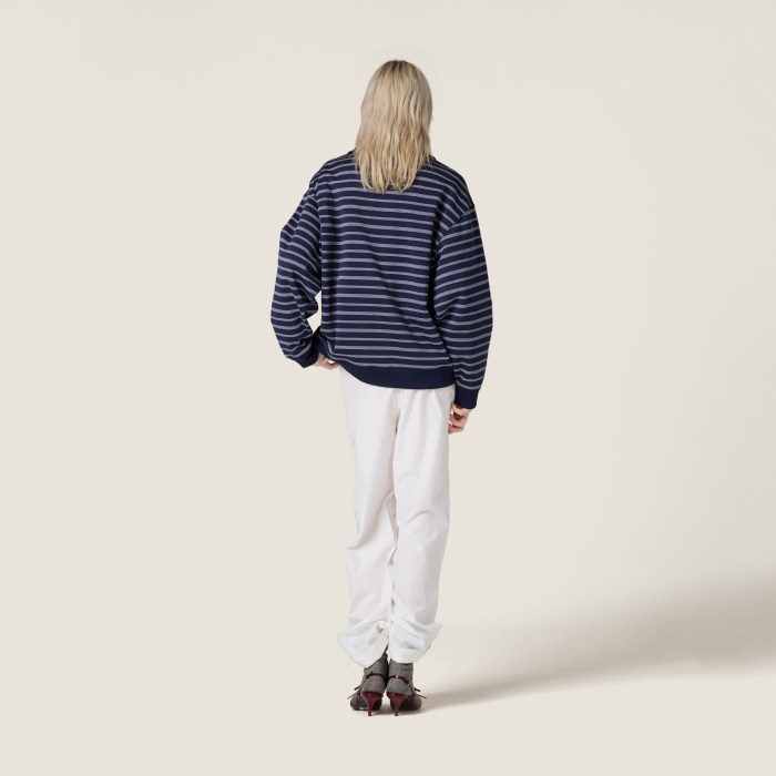 NIGO MiuMiu Women's Summer Logo Embroidered Cotton Loose-Fit Color-Block Striped Zipper Polo Shirt #nigo81544
