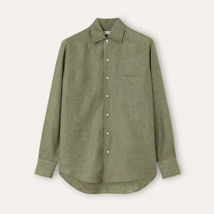 NIGO Loro Piana Men's Spring/Fall Fashion Classic Solid-Color Collared Single-Button Linen Shirt #nigo78636