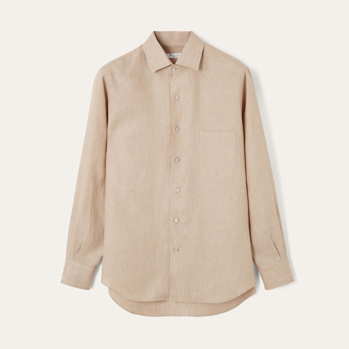 NIGO Loro Piana Men's Spring/Fall Fashion Classic Solid-Color Collared Single-Button Linen Shirt #nigo78636