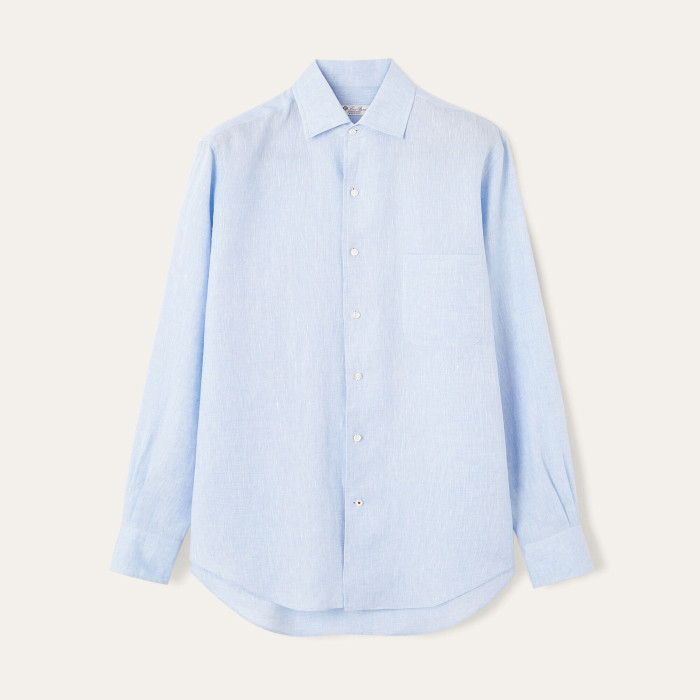 NIGO Loro Piana Men's Spring/Fall Fashion Classic Solid-Color Collared Single-Button Linen Shirt #nigo78636