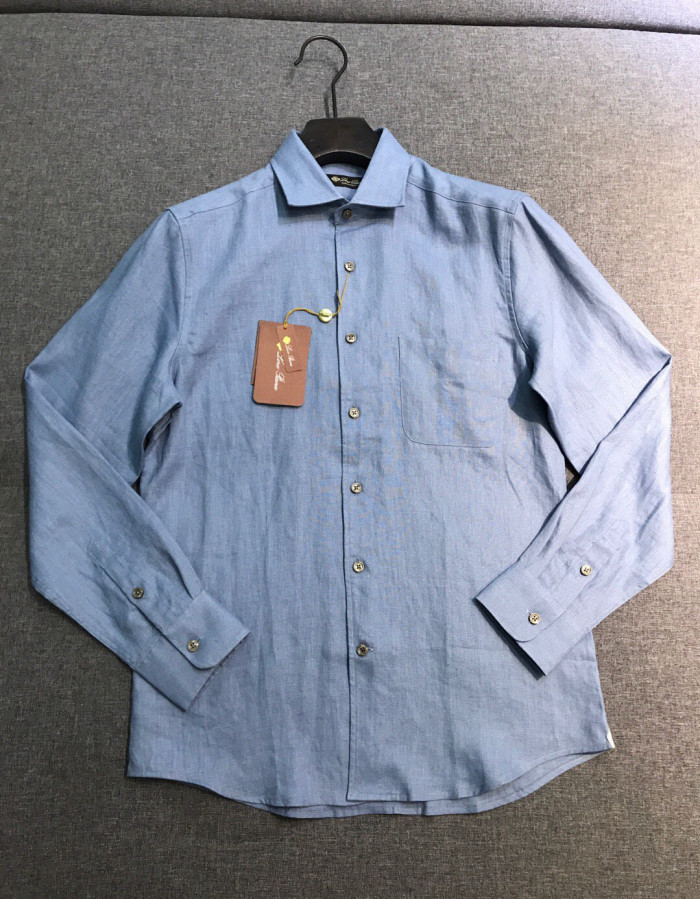 NIGO Loro Piana Men's Spring/Fall Fashion Classic Solid-Color Collared Single-Button Linen Shirt #nigo78636