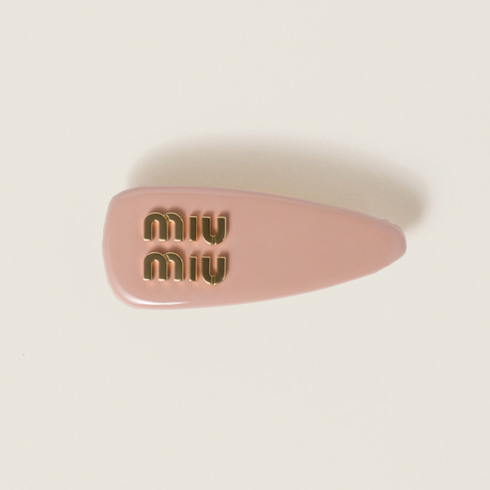 NIGO MiuMiu Women's 3D Logo-Embellished Solid-Color Patent Leather Hair Clip With Velvet Hair Accessory #nigo81551