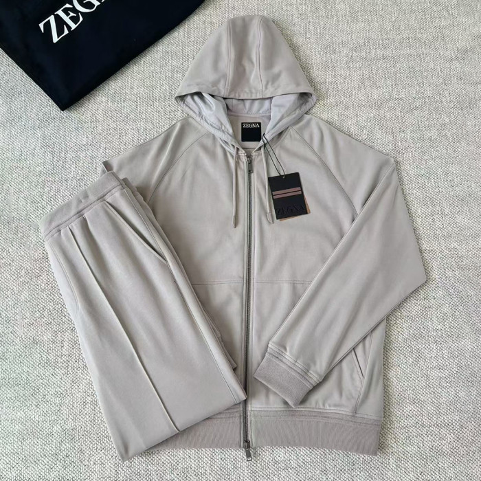 NIGO Ermenegildo Zegna Men's Spring/Fall Zipper Drawstring Hoodie Sweatshirt & Solid-Color Casual Pants Suit Set Ngvp #nigo2352