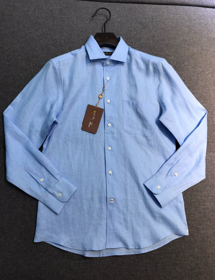 NIGO Loro Piana Men's Spring/Fall Fashion Classic Solid-Color Collared Single-Button Linen Shirt #nigo78636