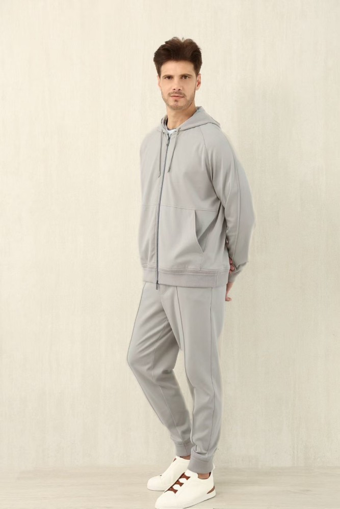 NIGO Ermenegildo Zegna Men's Spring/Fall Zipper Drawstring Hoodie Sweatshirt & Solid-Color Casual Pants Suit Set Ngvp #nigo2352
