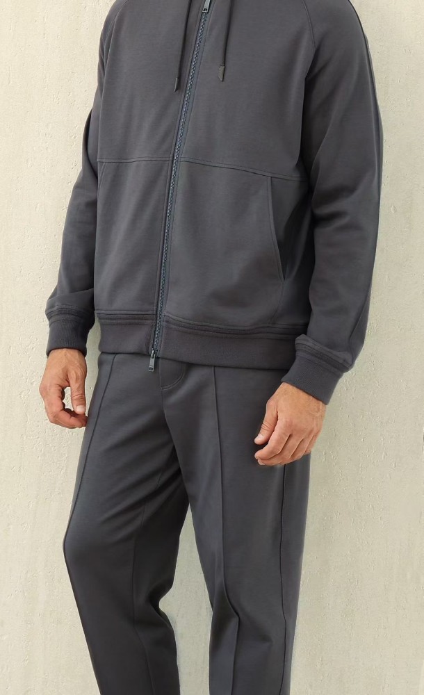 NIGO Ermenegildo Zegna Men's Spring/Fall Zipper Drawstring Hoodie Sweatshirt & Solid-Color Casual Pants Suit Set Ngvp #nigo2352
