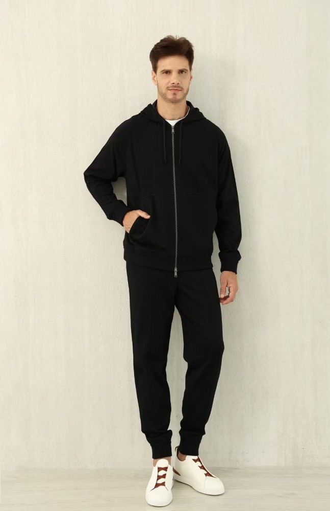 NIGO Ermenegildo Zegna Men's Spring/Fall Zipper Drawstring Hoodie Sweatshirt & Solid-Color Casual Pants Suit Set Ngvp #nigo2352