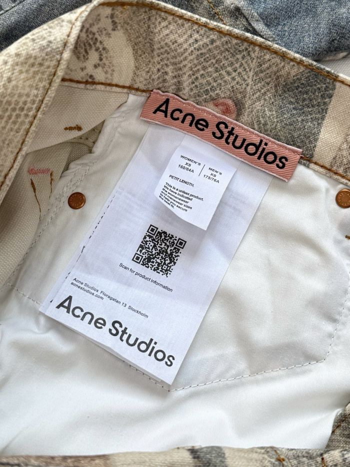 NIGO Acne Studios Men's & Women's Lace Pearl Chain 3D Print Four-Season Relaxed Mid-Rise Straight-Leg Curved Hem Denim Pants #nigo81549