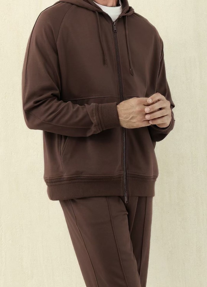 NIGO Ermenegildo Zegna Men's Spring/Fall Zipper Drawstring Hoodie Sweatshirt & Solid-Color Casual Pants Suit Set Ngvp #nigo2352