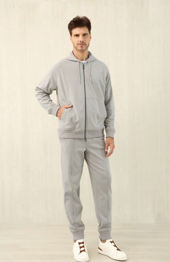 NIGO Ermenegildo Zegna Men's Spring/Fall Zipper Drawstring Hoodie Sweatshirt & Solid-Color Casual Pants Suit Set Ngvp #nigo2352
