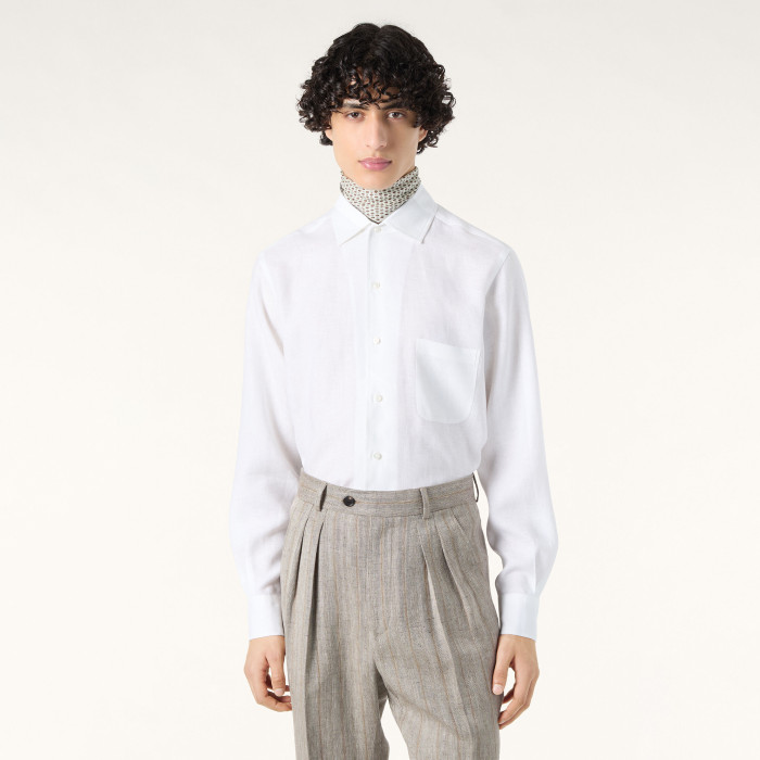 NIGO Loro Piana Men's Spring/Fall Fashion Classic Solid-Color Collared Single-Button Linen Shirt #nigo78636